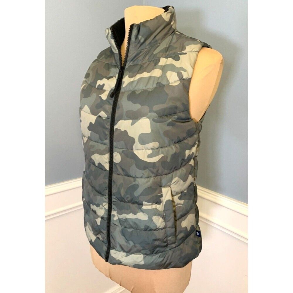 GAP Camouflage Puffer Vest Womens XS Cold Control‎ Zip Up Quilted